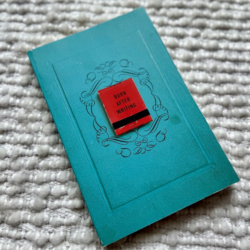 Teal 'Burn After Writing' Journal